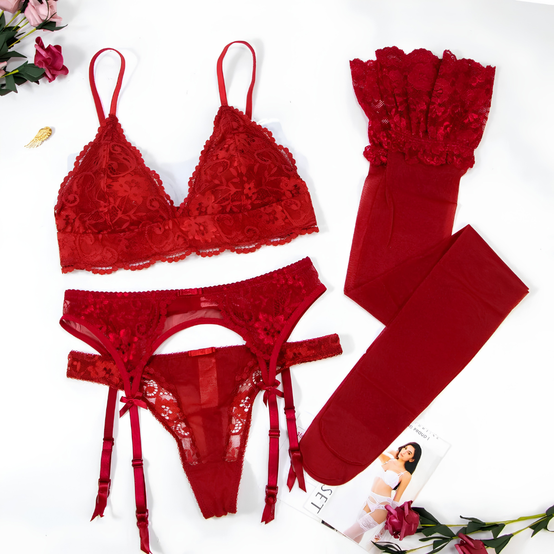 Legs in Lace | Komplet bielizny z pończochami