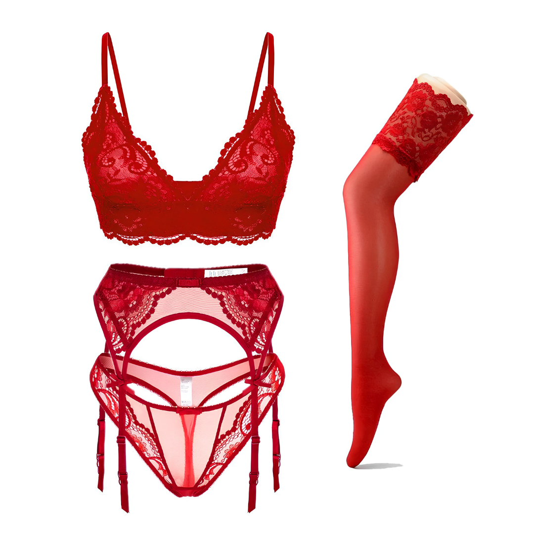 Legs in Lace | Komplet bielizny z pończochami