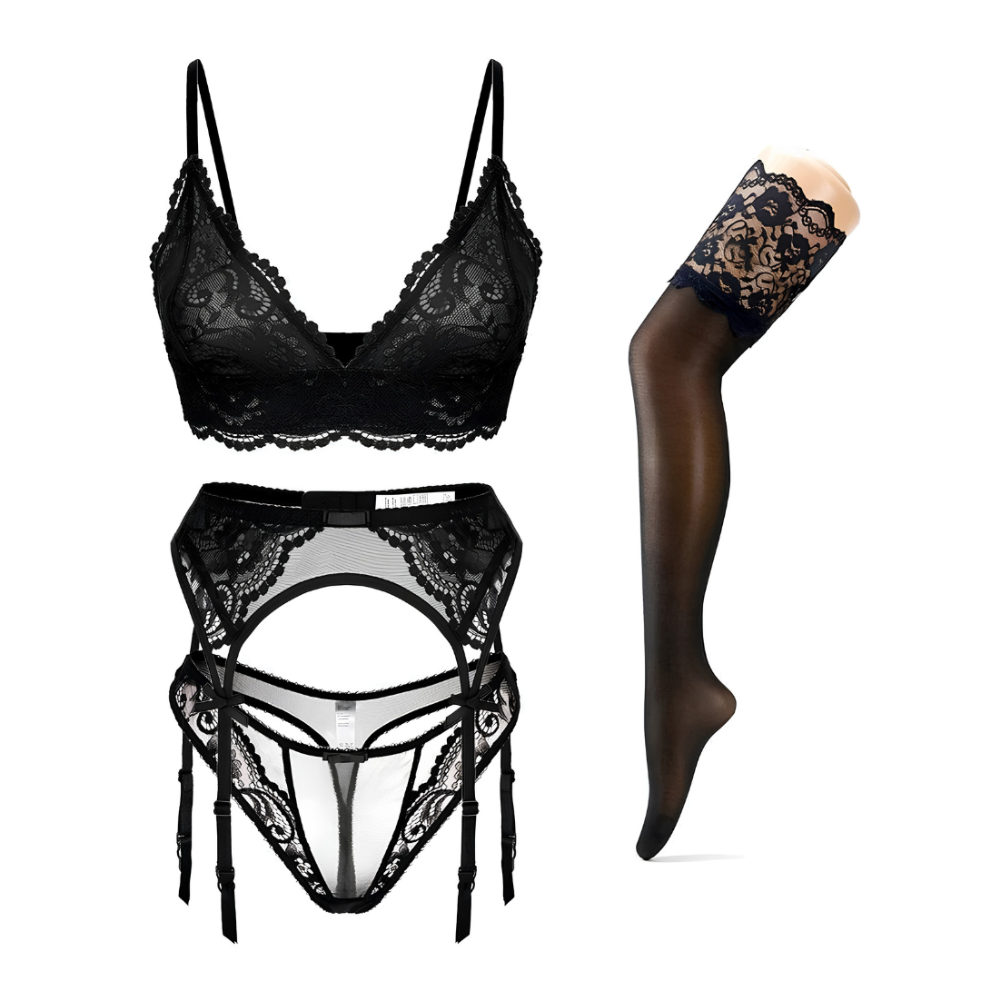 Legs in Lace | Komplet bielizny z pończochami