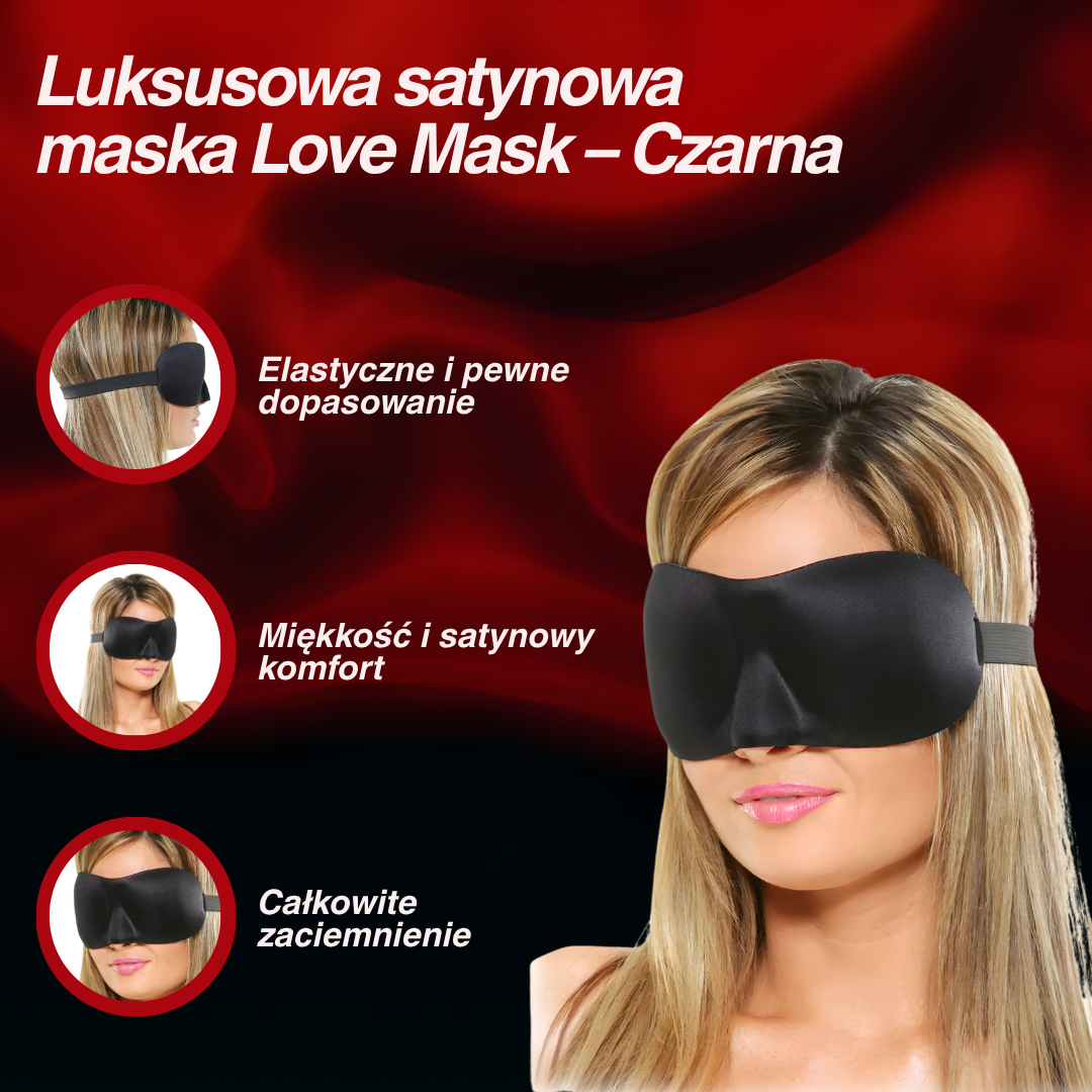 Soft Tease | Luksusowa satynowa maska Love Mask – czarna