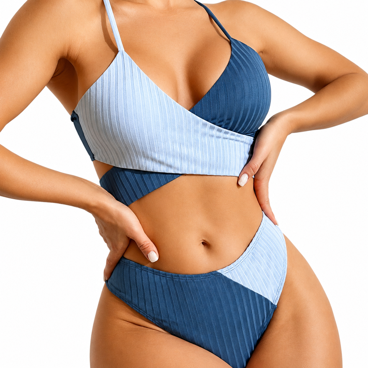 Mixed Material Bikini | Dwuczęściowy strój kąpielowy bikini z łączonych materiałów