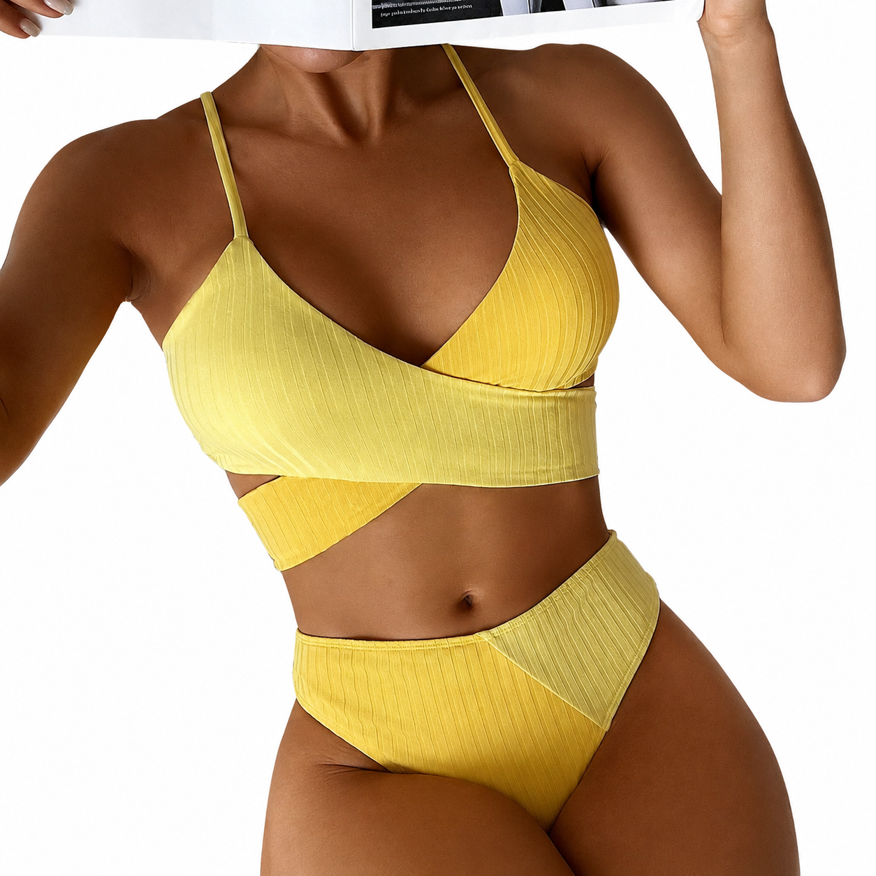 Mixed Material Bikini | Dwuczęściowy strój kąpielowy bikini z łączonych materiałów