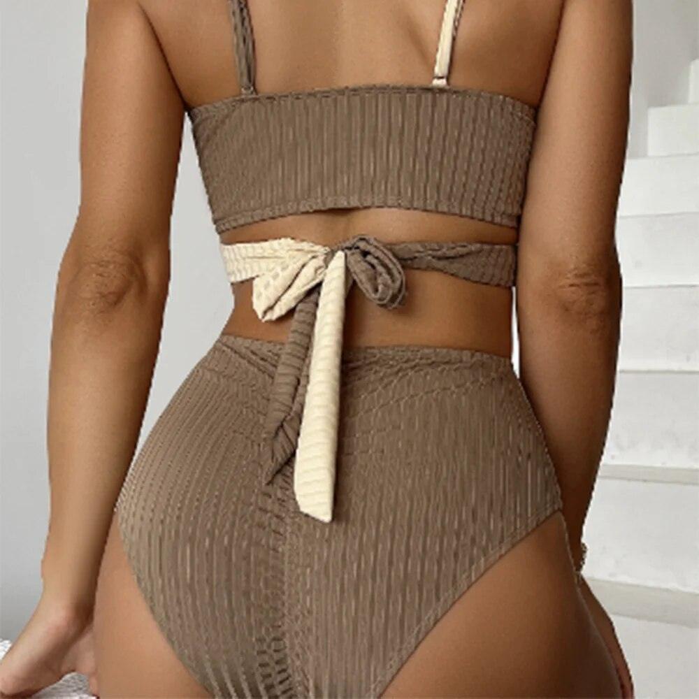 Mixed Material Bikini | Dwuczęściowy strój kąpielowy bikini z łączonych materiałów