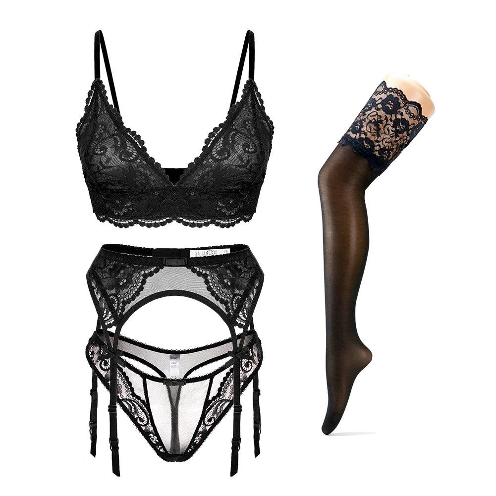 Legs in Lace | Komplet bielizny z pończochami