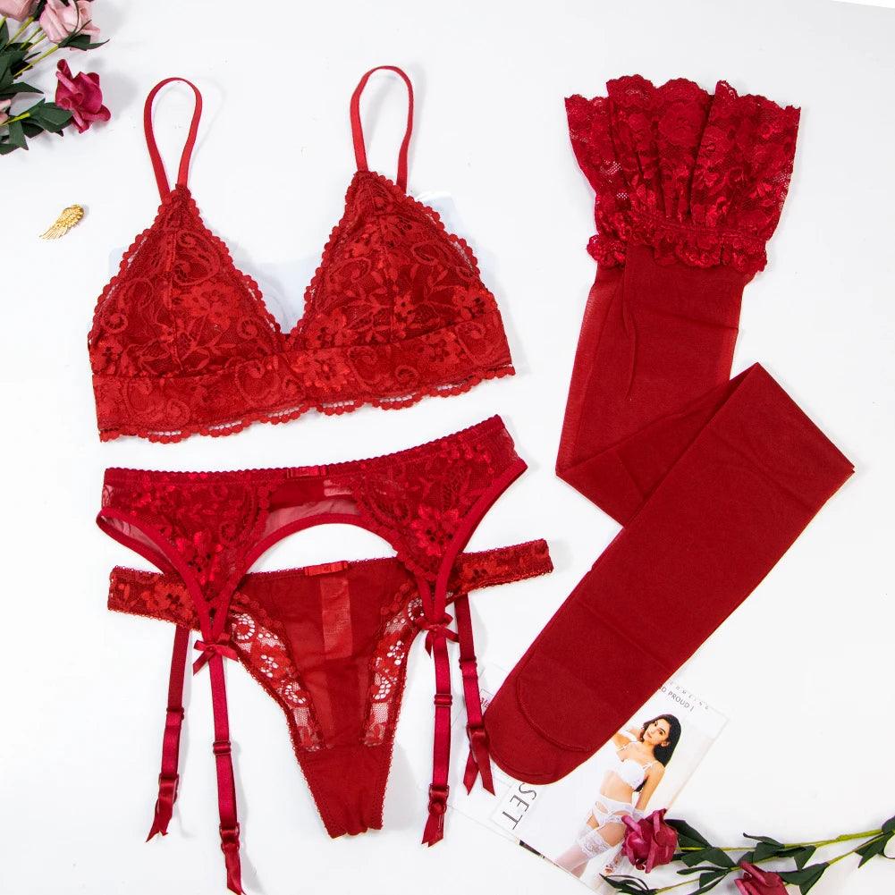 Legs in Lace | Komplet bielizny z pończochami